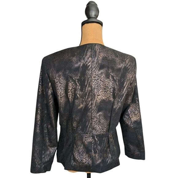 Y2K Metallic Animal Print Blazer 6P Kim Rogers Petites Jacket Faux Suede Zip Up - Picture 5 of 15